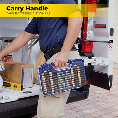Battery Daddy Ontel Organizer Storage Case & Tester, Holds 180, Blue - color: Blue