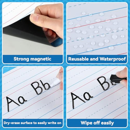 Jumbo Magnetic Draw & Write Paper 21.5x17in Dry Erase Handwriting Lined Paper for Classroom Whiteboard Accessories Writing Chart Page Giant Magnet Notebook Poster Graduation Supplies Teacher Must Have - style: Draw & Write