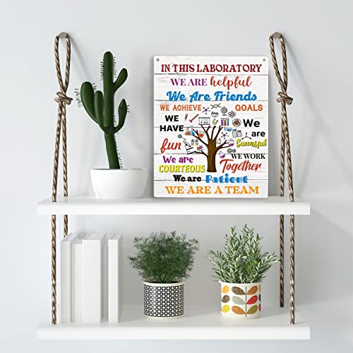 Wooden Scientists Hanging Sign - Science Classroom Art - Library Decor - 10x8 Inch - color: multi11