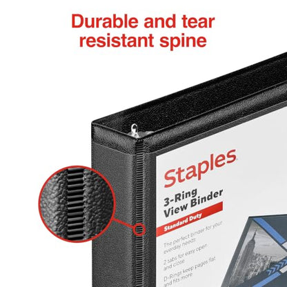 Staples 1/2" 3-Ring View Binder, D-Ring, Black, 4/Pack - color: Black, size: 0.5-Inch, style: 4 Pack