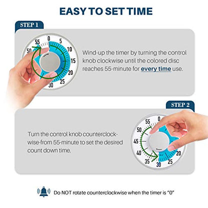 Secura 60-Minute Visual Timer 6-Inch Mechanical Countdown Timers for Teaching, Meeting, Cooking, Working - Timer for Kids with Magnetic Backing, Foldable Legs, Hanging Hole (Blue) - color: Blue