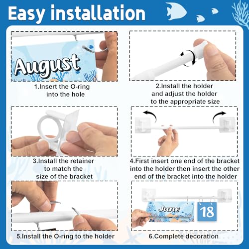 96 Cards Classroom Bulletin Board Decorations Set for Teachers,Flip Calendar with Holder for Classroom,Adjustable Calendar,Preschool Elementary Home Decor Supplies（Ocean Sea） - style: Ocean Sea