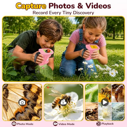 1000X Handheld Digital Microscope for Kids: Includes 32GB Card & EVA Case - color: Pink