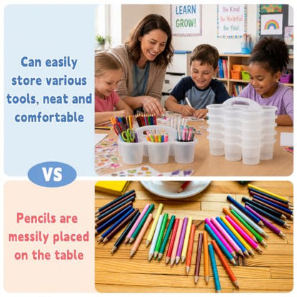 6 Pack Classroom Caddy With Handle for School Supplies, Clear - color: Clear