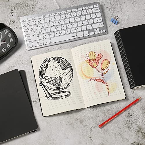 24 Pack College Ruled Notebook & Journal Bulk, Black Cover, Line Thick Paper, A5 Size, 5.5x8.3 inch, 60 Pages, Small Subject Note Pad Planner Set for Women Men Kids Traveler Student Office - color: Black, style: Black-24-Line