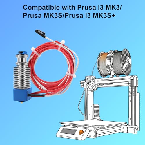 Prusa I3 MK3S+ Hotend Extruder Assembly, J-Head Print Head Kit Compatible with Prusa I3 MK3 MK3S MK3S+ 3D Printer Replacement Hot End with Thermistor & Heating Wire