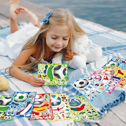 Make Your Own Soccer Stickers for Kids, Make a Face Stickers, Sports Crafts - style: 24 Sheet Soccer Stickers