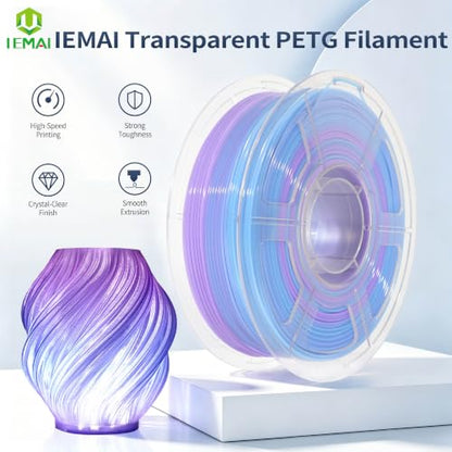 IEMAI High Speed PETG Filament 1.75mm,1kg, Transparent Gradient Blue Purple - color: Transparent Gradient Blue Purple