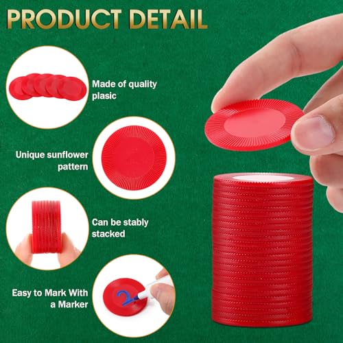 Leitee 1000 Pcs Plastic Poker Chips, 38 mm Interlocking Game Tokens, Red - color: Red