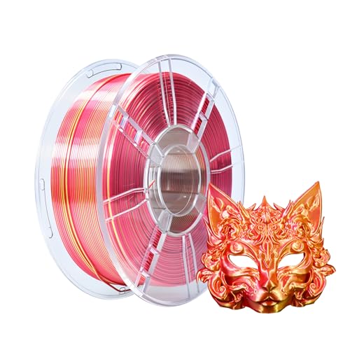 iBOSS Silk PLA Plus 1.75mm Dual Color Filament, Clog-Free Shiny 3D Printer Filament, 1kg Spool(2.2lbs), Dimensional Accuracy +/- 0.02 mm, Fit Most FDM Printer(Silk Red and Gold) - color: B_ Dual Red & Gold