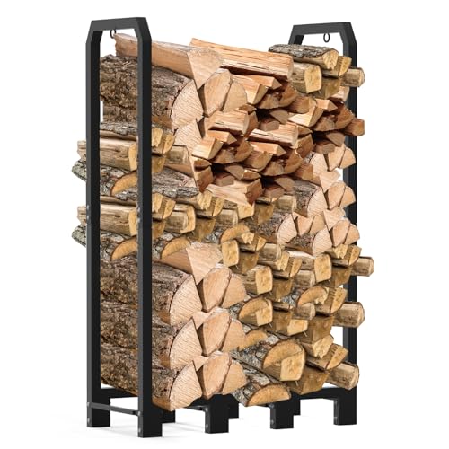 4Ft Firewood Rack Holder for Fireplace, Indoor & Outdoor Thickened Metal Firewood Storage Rack, Rust-Resistant, Sturdy, Space-Saving, Easy Assembly. - size: 4Ft