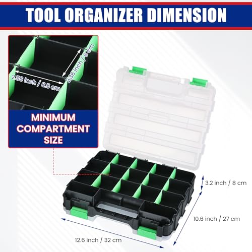 NYXOVA 2 Pcs Small Parts Organizer, Hardware Organizer Box - color: Green