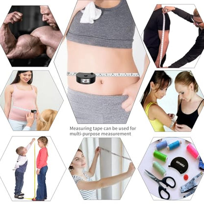 Soft Body Measuring Tape Measure Window Reading Retractable Metric 60IN - color: black