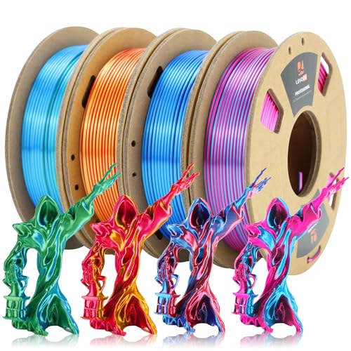 LOVOON PLA Filament Bundle, Silk PLA Filament 1.75mm, Dual Colors 200g x 4 - color: Dual Color Bundle, size: 0.8 kg
