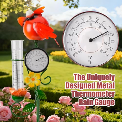 Joint Honglin Metal Adorable Bird Rain Gauge with Outdoor Temperature - color: Blue