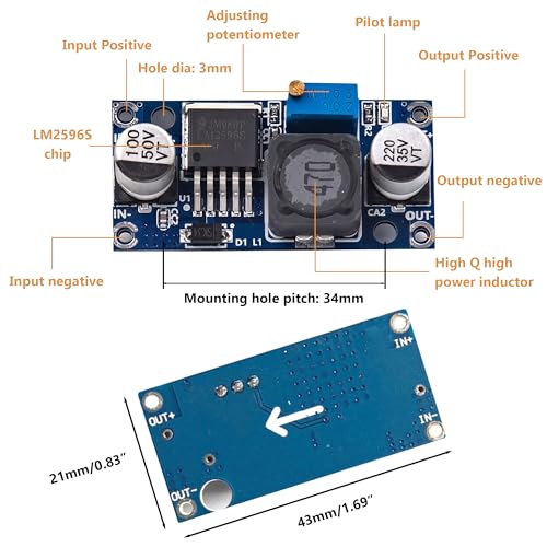 6 Pack LM2596 DC-DC Buck Converter, Step Down Module Power Supply DIP Output 1.25V-35V 3A