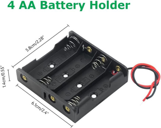 8 Pack 4 AA Battery Holder with Leads, 4x1.5V AA Battery Holder with Wires - color: Black