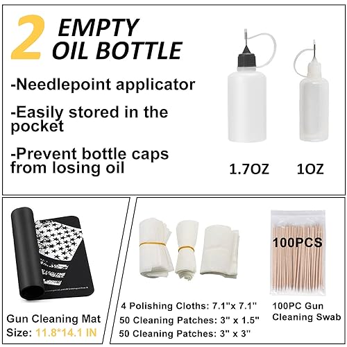 iunio Universal Gun Cleaning Kit, with Mat and Case, Full Brass Jags, Rods and Adapters, for All Guns, Rifle, Shotgun, Handgun, Pistol, Hunting, Shooting, All Caliber - color: Black