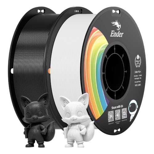 Creality 3D Printer Filament PLA 1.75mm 2KG, Upgrade PLA+ Filament Strong Toughness No-Tangling Vacuum Packaging 3D Printing Filament Fit Most 3D Printers - color: Pla+-black+white