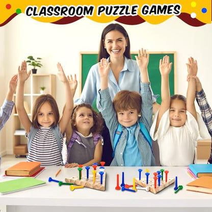Zhanmai 50 Sets Wooden Triangle Peg Travel Game, Multi-Color Peg - color: Multi-color Peg