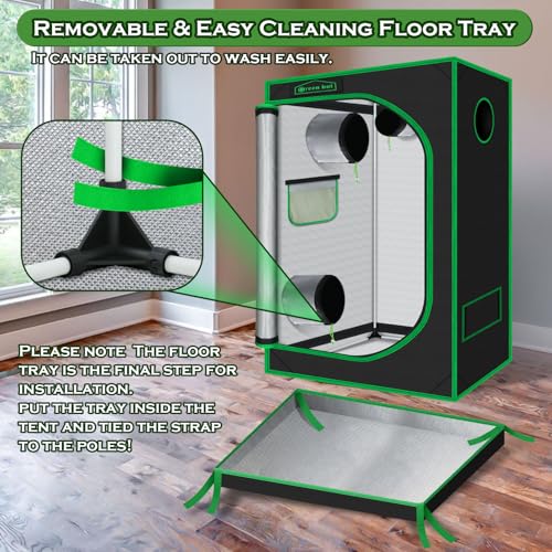 4x2 Grow Tent 48"x24"x60" 600D Mylar Hydroponic Growing Tent - size: 48"x24"x60"