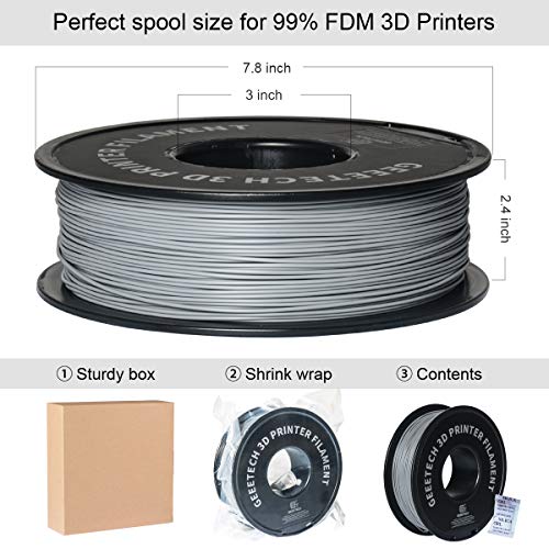 Geeetech PLA 3D Printer Filament 1.75mm, Grey - color: 1kg Pla Grey