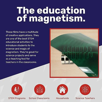 CMS MAGNETICS - 6x6 Green Magnetic Flux Viewing Film for Revealing Hidden Magnetic Field Patterns in Permanent Magnets for Science Projects, Research and STEM Education in Magnetism - size: 6 x 6", style: Green Film
