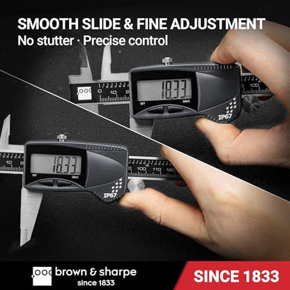 Brown & Sharpe 8 Inch Digital Caliper, IP67 Stainless Steel - size: 8 Inch