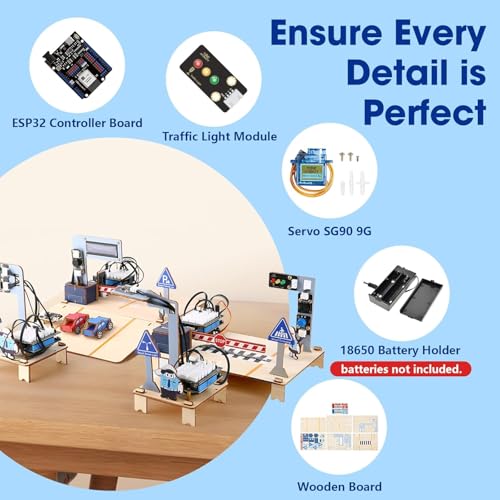 ACEBOTT Intelligent Transportation Kit + SharkBot, 2 in 1 Smart Robot Car Kit Compatible with Arduino & Scratch, STEM Toys Coding Robot Kit for STEM Classroom & Home Education,Gifts for Kids and Teens
