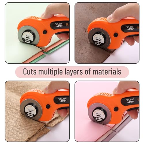 Mr. Pen- Rotary Cutter for Fabric with 1 Extra Blade, 45mm - color: Orange