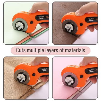 Mr. Pen- Rotary Cutter for Fabric with 1 Extra Blade, 45mm - color: Orange