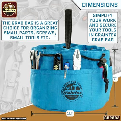 Graintex 18 Pockets Grab Bag Rip-stop Canvas Drawstring Closure, Small Part Organizer Pouch, Small Tools, Screws, Parts, Parachute Tool Bag for Efficient Storage - Royal Blue - color: Royal Blue