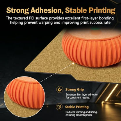 P2S Build Plate for Bambu Lab X2D/P1S/P1P/A1/X1C 257.5x257.5mm PEI Sheet - color: Gold