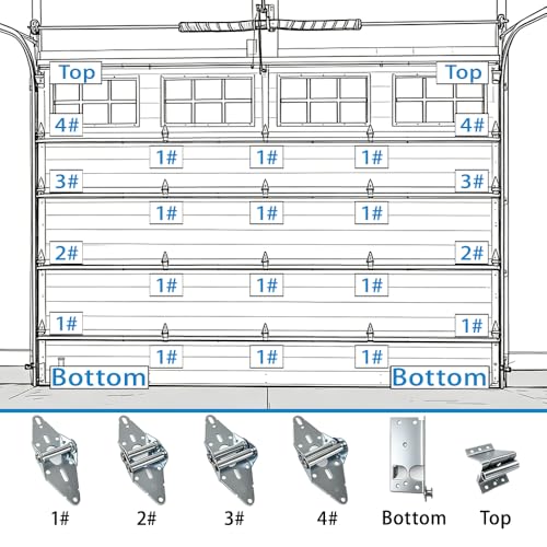 Garage Door Hardware kit,for 16'x8' and 18'x8' Height Double Garage Doors,Includes Rollers/Hinges/Bottom Bracket/Top Bracket/Wire Rope/Screw Pack - size: 16*8Ft Door