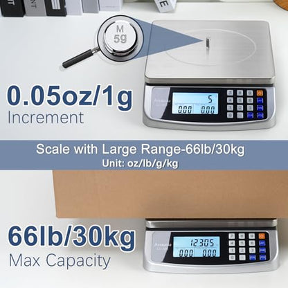 Atogou 66lb Food Scale, Commercial Kitchen Scale with Price Computing - style: Silver 66lb/30kg