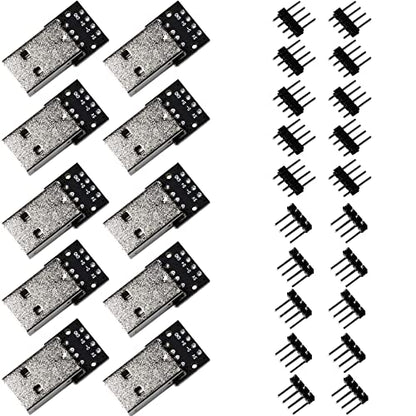 10pcs USB Type A Male Breakout Board 2.54mm/0.1" Pitch with 2Type 4 Pin Solder Pin Header (Straight and 90 Degree)