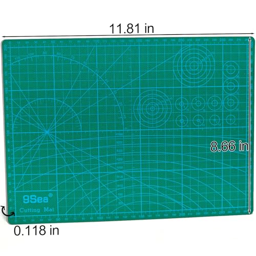 A4 Self Healing Cutting Mat, 5-Ply PVC Craft Board, Green - size: 11.8"L x 8.7"W