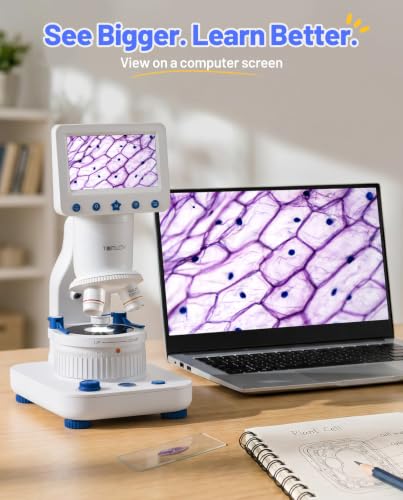 TOMLOV DM302K Microscope for Kids, 800X Science Kit, 4.3" Screen STEM Toy - color: Blue