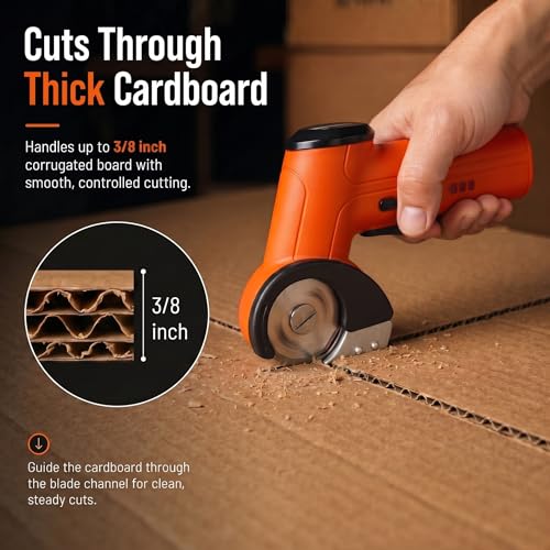 3/8" Electric Cardboard Cutter, Cordless Box Cutter, Orange