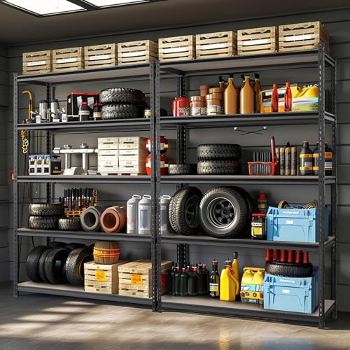 WORKPRO 5-Tier Adjustable Metal Shelving, 2500‑LBS Load, 48”W x 72”H x 24”D - size: 48”W x 72”H x 24”D Particle Board