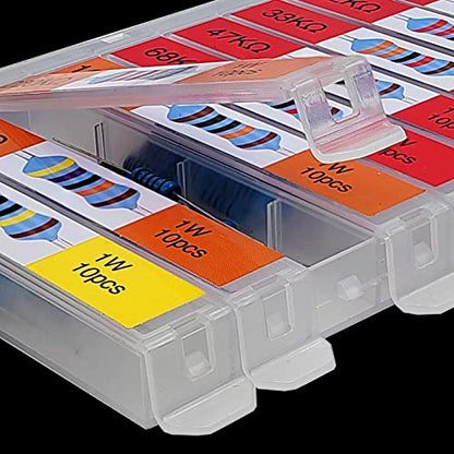 EEEEE 1W 30 Values 300pcs Individual Compartment 1 Ohm-1M Ohm with 1% Metal Film Resistor Assortment Kit and Electrical Industrial Assorted Set K Ohm Pack for Led Lights - style: 1 Watt 300pcs 1R-1M