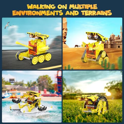 Wesfuner 30-in-1 STEM Solar Robot Kit Toys, 243 Pieces Educational Building Science Experiment Kit for Kids Aged 8-12, Birthday Gifts Kids Aged 8 9 10 11 12 13 Years Old(Yellow) - color: Yellow