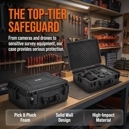 MEIJIA Portable Waterproof Protective Hard Case, Camera Case with Customizable Fit Foam Inserted,Fit Use of Drones,Camera,Equipments, Elegant Black (22.4"X16.73"X8.46") - size: 22.4" x 16.73" x 8.46"