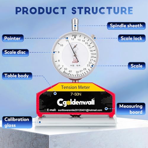 CGOLDENWALL High Precision Silk Screen Printing Tension Meter mesh tension meter Force Meter Tester Newton Tension Meter gauge measurement tool in silk print 7-50N