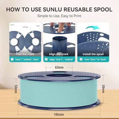SUNLU 1KG PLA Matte 3D Printer Filament 1.75mm, Matte Ocean Blue - color: Light Blue, size: 1KG