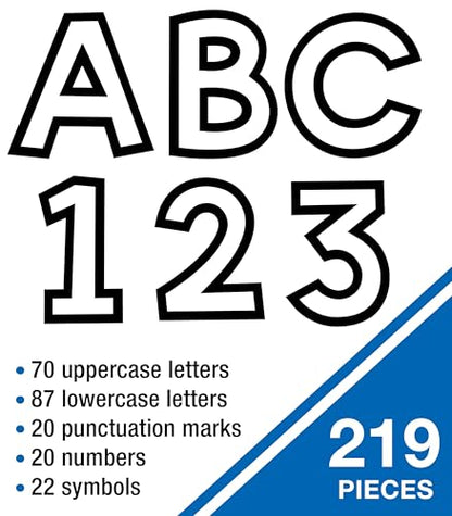 Carson Dellosa White Bulletin Board Letters 4", 219-pieces, Prepunched - color: White With Black Trim, size: 219 pieces