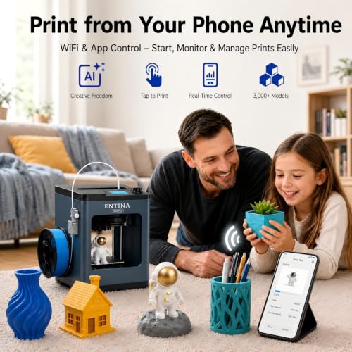 Entina Tina2 Plus 3D Printer, 250mm/s Fast Printing 3D Printer for Beginners & Kids, WiFi & App Control, Fully Assembled, Auto Leveling, PEI Build Plate, Open Source Mini 3D Printers for Home & School - color: Blue