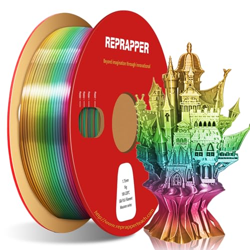 RepRapper Macaron Rainbow PLA Filament, Shiny Multicolor Silk PLA 1.75 mm Filament (+-0.03 mm), Sparkle Fast Change Multi-color1 kg 3D Printer Filament for 3D Printer - color: 8 Macaron Rainbow-1kg