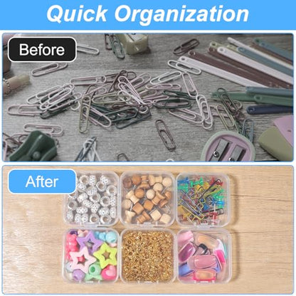 100 Pcs Small Plastic Bead Storage Containers with Lids - Clear Hinged Organizer Boxes for Jewelry, Crafts, Beads, DIY Supplies, Hardware, Pills & Small Parts Organizing (2.14” x 2.14” x 0.8”)