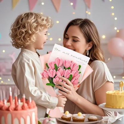 500 Pcs Pipe Cleaners Flower Kit,5 Colors Chenille Stems with Guide&Tools - color: Pink